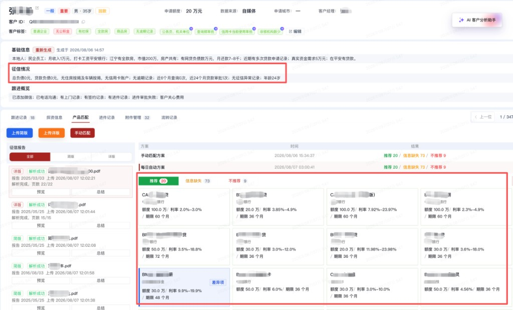 征信解析与产品匹配